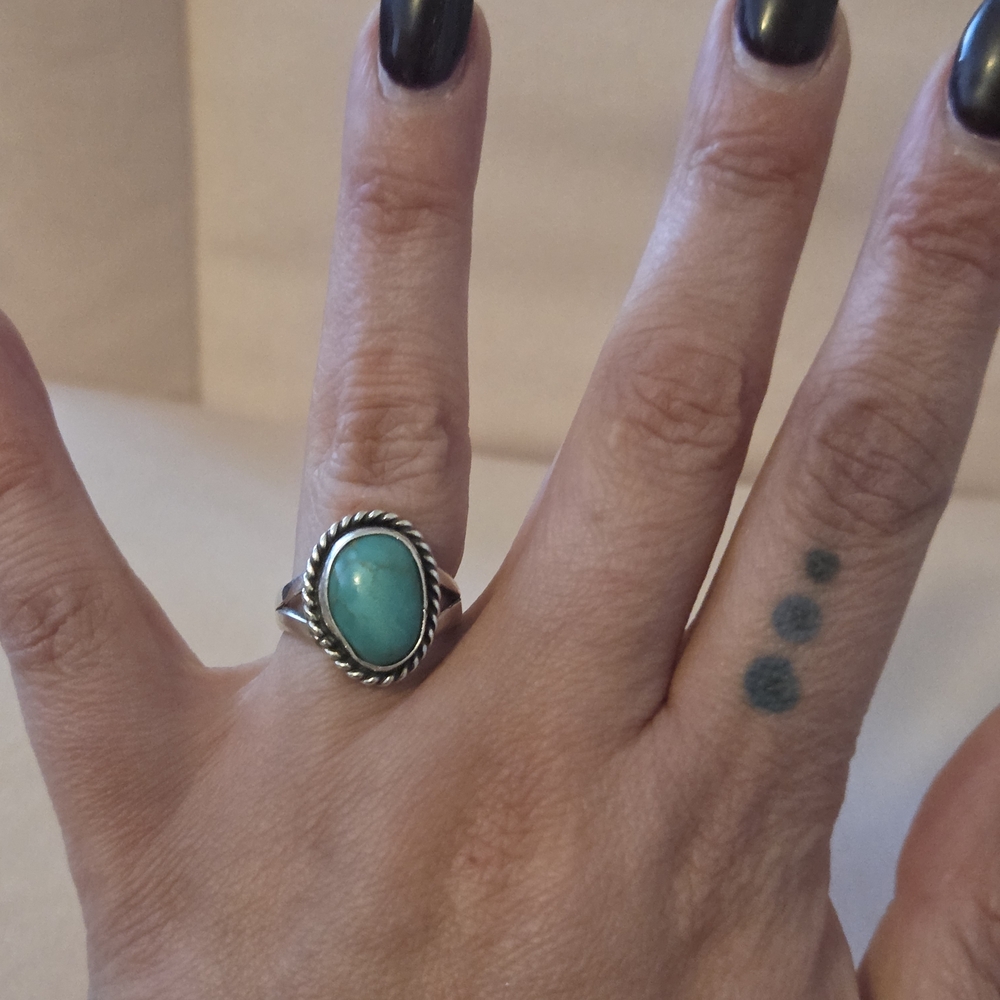 Source Unknown Teal And Silver Ring - image 1